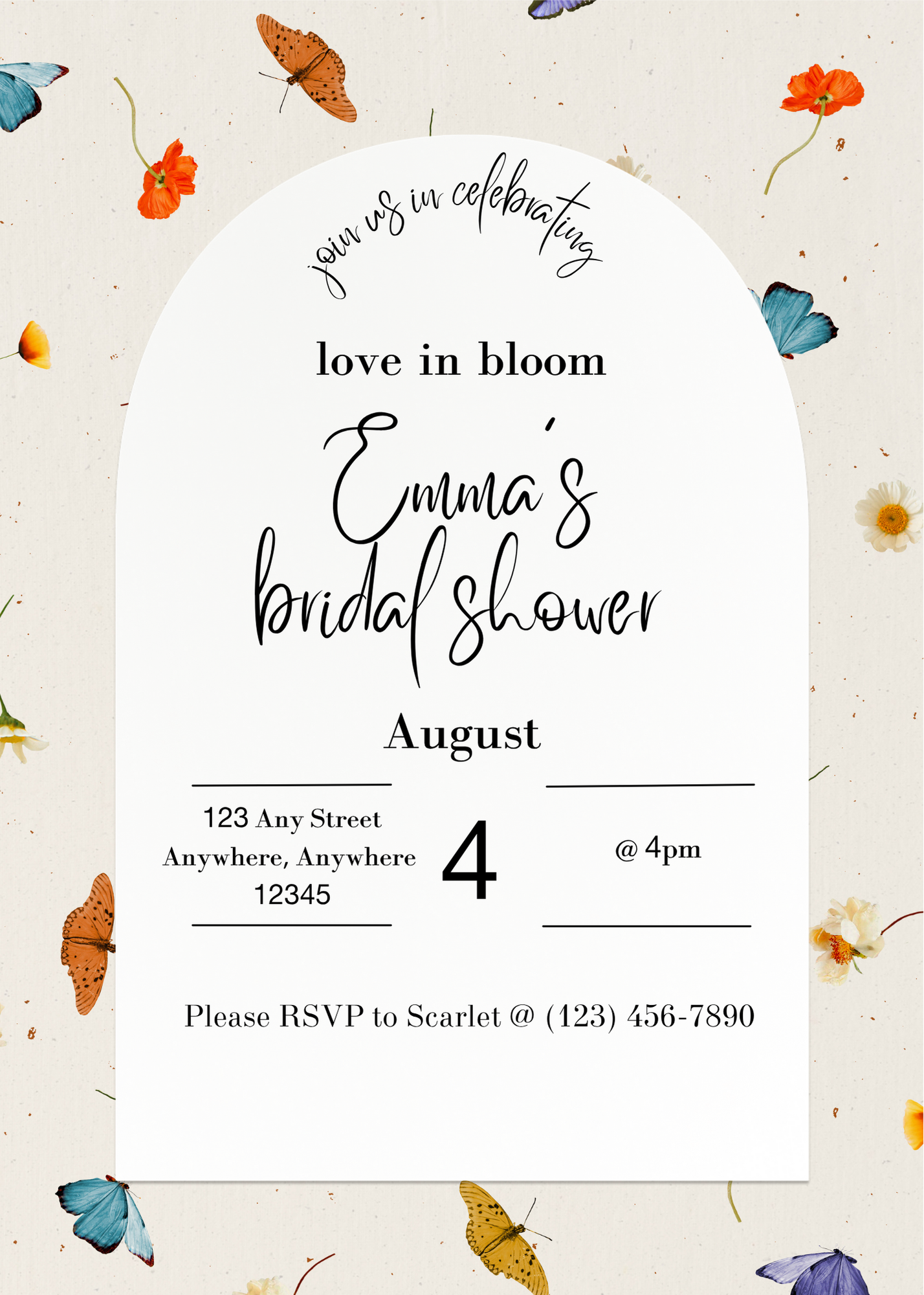 Digital Love in Bloom Bridal Shower Invitation